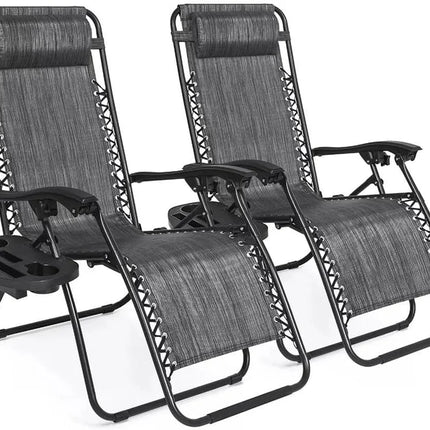 2-Pack of Outdoor Reclining Chairs Zero Gravity Chair Patio Pool Lounge Chairs