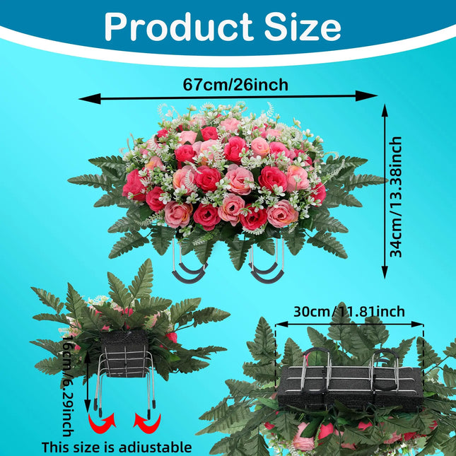 Cemetery Headstone Flower Saddle - artificial flowers for outdoor memorial (photo 2 of 12)