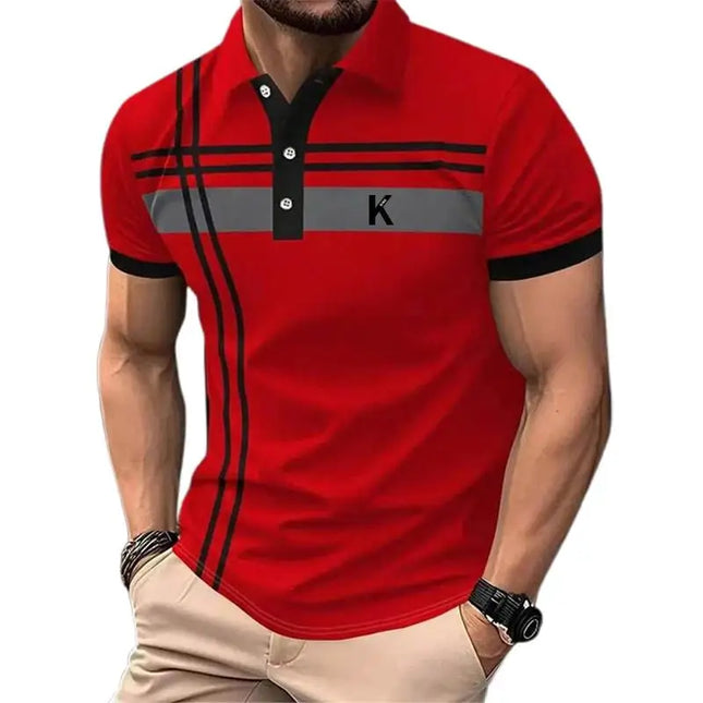 Men's Line Rugby Polo short-sleeved Collar Shirt Casual School Outdoor Sports Casual Daily Wear men's Clothing