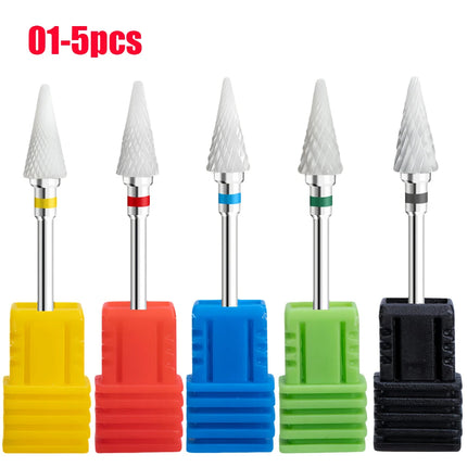 5pcs Ceramic Nail File Drill Bit, Suitable for Removing Gel and Cuticle, Nail Polishing, Professional Nail Tool