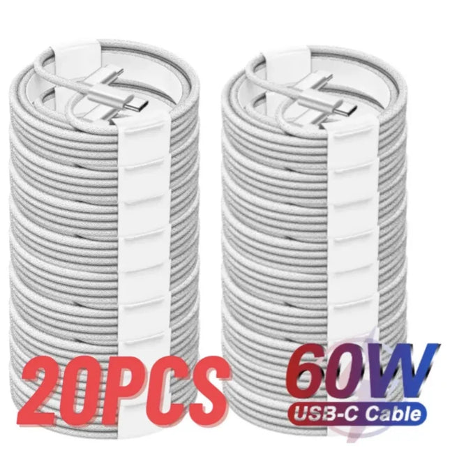 20 Stück PD 100W für iPhone 16 15 17Pro Max iPad USB-C auf USB-C Schnellladekabel für Xiaomi Samsung Google Honor Typ-C Kabel 1m