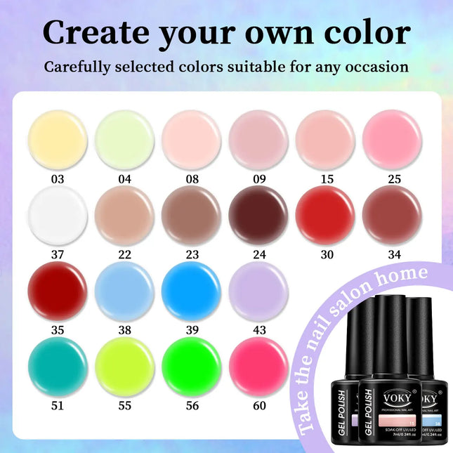 VOKY Set de 6 Esmaltes de Uñas en Gel, Gel de Uñas de Moda de Temporada, El Regalo Perfecto para Mujeres en Festivales