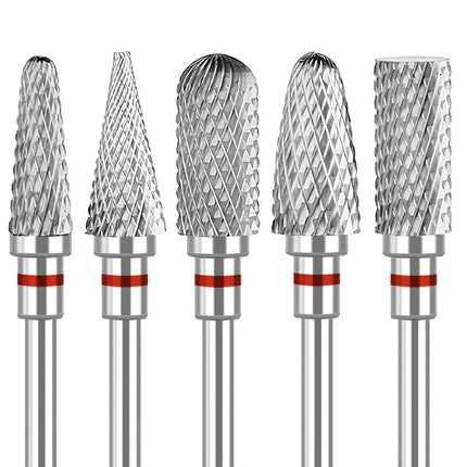 5 pcs Tungsten Carbide Nail Art Drill Bits for Removing Acrylic and Gel, 3/32 Inch Nail Art Tools for Nail Salon and Home Use