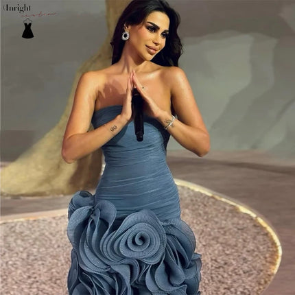 Inright Customized Charming Luxury Strapless Backless Dresses A-line Pleat Ruched Evening Dresses Floor-Length Dresses Wedding