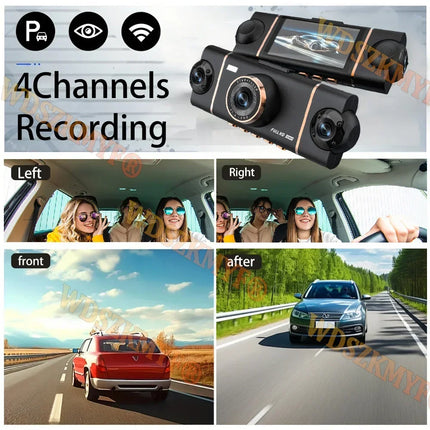 4K Quad Lens Car Camera WIFI Dashcam 360° Coverage Car DVR 24H Parking Monitor Starlight Night Vision Car Security Accessory
