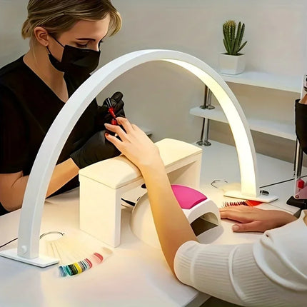 U-shaped Half-moon White Pink Beauty Salon Desk Lamp,USB Hight Brightness with LED Eye Protection Stand Fill Light Lamp Salon