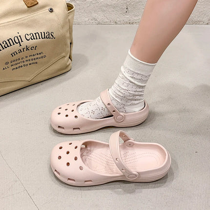 A Pair of Summer Women's Wear-Resistant Non-Slip Clogs, New Sports Fashion Beach Shoes, Thick-Soled Comfortable Simple Women's Shoes for Outdoor Wear