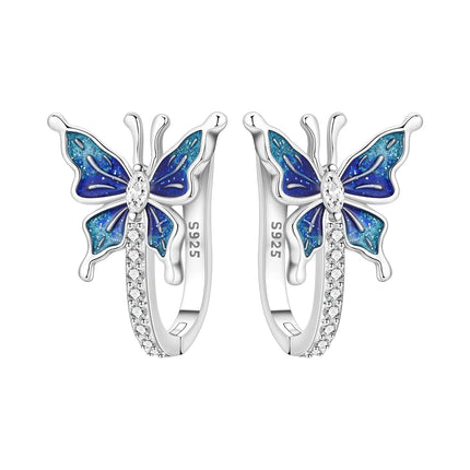 Orstarry 925 Sterling Silver Blue Zircon Starry Sky Earring Original Jewelry Hoop Earrings Women Jewelry Party Trendy Gifts