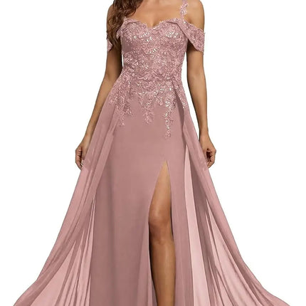 Sequin Lace Mother of The Bride Dresses for Woman with Slit Spaghetti Straps Long Formal Evening Dress