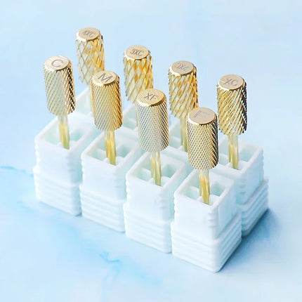 Gold Carbide Nail Drill Bits Milling Cutter Large Barrel Pro Reversed Durable Granding Polishing Tools Accessories 4XC