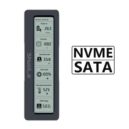 M.2 NVME/NGFF Dual Protocol SSD Enclosure Visual Smart SSD Case Health Detection USB 3.2 Gen 2 10Gbps Aluminum Alloy PCI-E Shell