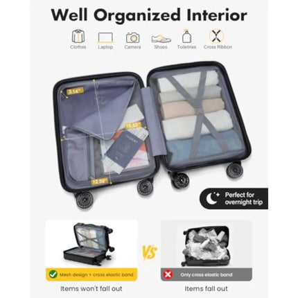 Underseat Carry On Luggage Airline Approved, Small Hard Shell Suitcase with TSA Lock Spinner Wheels, Lightweight Personal Item
