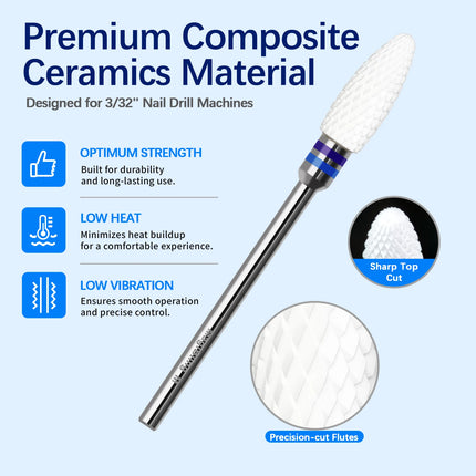 Flame Nail Drill Bits Composite Ceramics Milling Cutter Sharp Durable Bit for Efile Acrylic Nail Removal Manicure Salon Tools