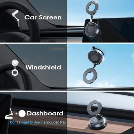 Folding Strong Magnet Magnetic Phone Holder 360° Rotation Desk Car Vacuum Suction Windshield Dashboard Mobile Holder