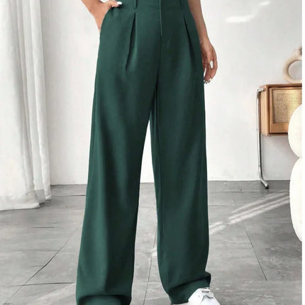 Draped High Waisted Wide Leg Pants Office Casual Suit Trousers Versatile Spring Autumn