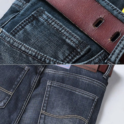 Men Autumn Winter Snow Warm Plush Jeans Male Fashion Thickened Fleece Lined Vintage Denim Pants Daily Classic Slim Fit Trousers