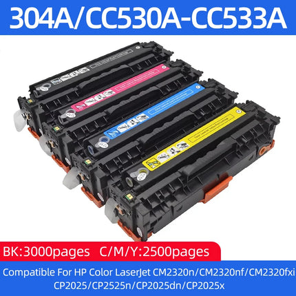 304A CC530A 531A 532A 533A toner cartridge Compatible For HP Color Laserjet CM2320n CM2320nf fxi CP2025 CP2525n CP2025dn Printer