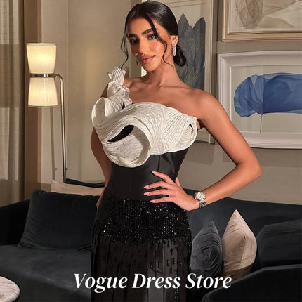 Contrast Color Satin Evening Dress Exquisite One Shoulder Customized Homecoming Dresses Delicate Beading Formal Occasion Gowns