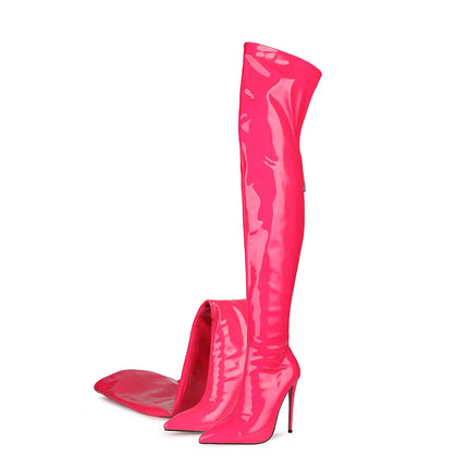 12CM Elastic Thigh Boots Sexy Stiletto High Heels Women Over-the-Knee Boots Pointed Toe Strippers Ladies Shoes Pole Dancing Boot