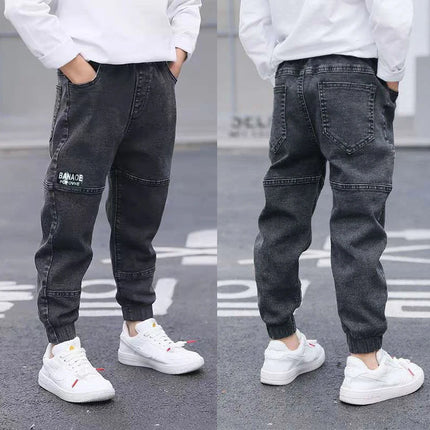 IENENS 5-13Y Boys Slim Straight Jeans Children Denim Long Pants Spring Autumn Wear Kids Casual Trousers