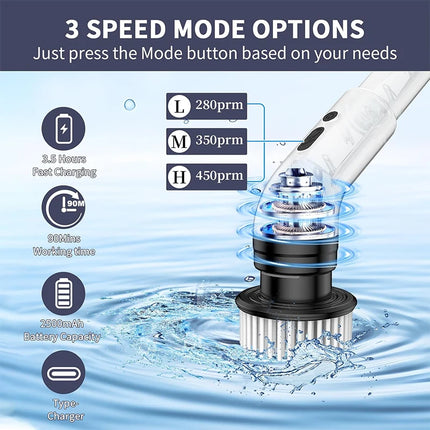 Electric Cleaning Brush Multi Function Handheld Wireless Kitchen Floor Washing Pool Bathroom Scrubber