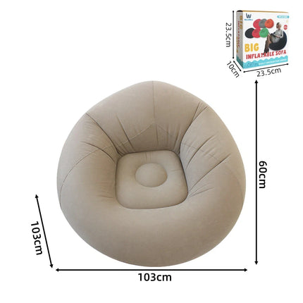 Lazy Inflatable Sofa Portable Foldable Pvc Flocking Single-Person Inflatable Sofa Lounger Seat for Outdoor Camping