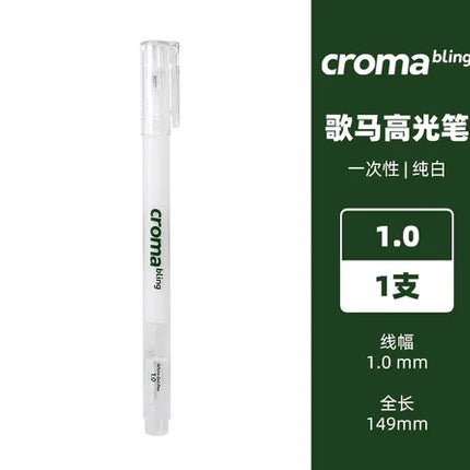 Croma 0.6mm /1 mm Highlight White Gel Pen 1/3Pcs fine tip white Fluorescent marker animation sketch Drawing Art Writing Supplies