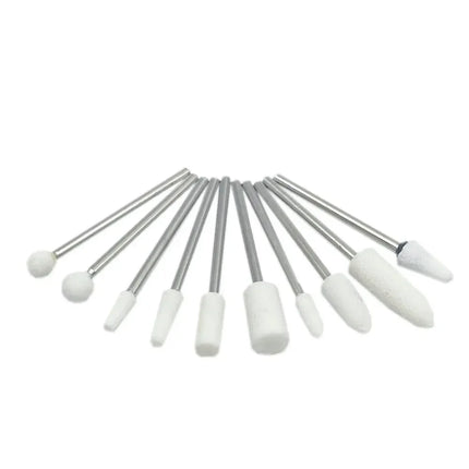 10pcs/set Corundum Nail Drill Bits 3/32" Rotary Ceramic Stone Burr Cutters for Manicure Nails Accessories Tool