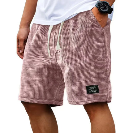 Summer Men's Waffle Texture Casual Sports Beach Shorts Quick Dry Trendy Versatile Bermuda Shorts Streetwear Lightweight Pants