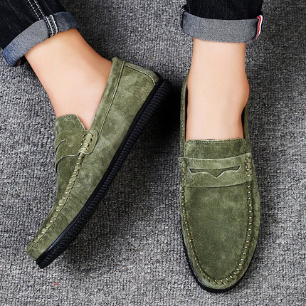 2025 Penny Loafer Men Army Green Loafers Flats Male Casual Shoes Slip-On Leather Mens Driving Shoes Luxury Man Moccasins 2024