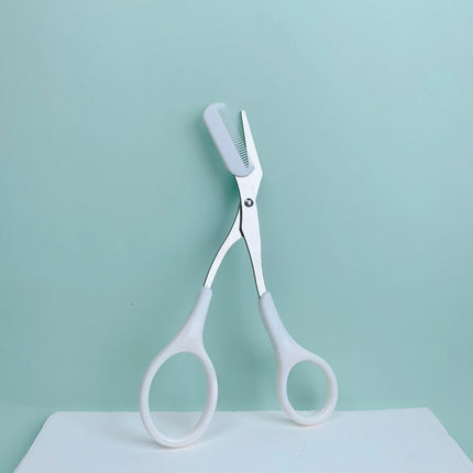 Pink Eyebrow Trimming Scissors With Built-in Comb - Stainless Steel, Precise Grooming Tool, Creating Perfect - product image