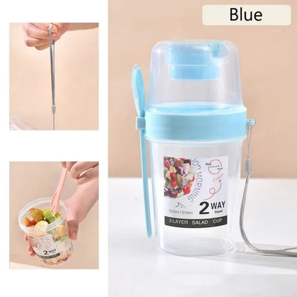 Portable Salad Cup Breakfast Cup Food Stratification Yogurt Cereal Oatmeal Snacks Parfait Containers Fruit Box Cup With Lid Fork