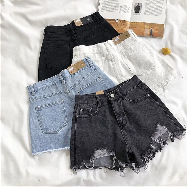 Korean Denim Shorts Women Summer Fashion Casual High Waist Ripped Jeans Pocket Tassel Y2K Hot Pants - product image 2