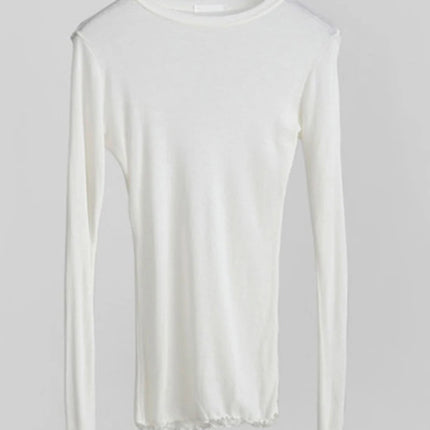 High Quality Plain T Shirt Women Cotton Elastic Basic T-shirts Female Casual Tops Long Sleeve Sexy Thin T-shirt see through