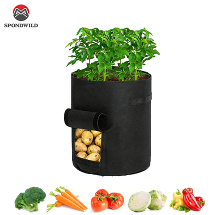 1PC 5/7 Gallon Large Diameter Potato Grow Bag, Non-Woven Fabric Planting Bag for Vegetables, Seedlings & Root Crops