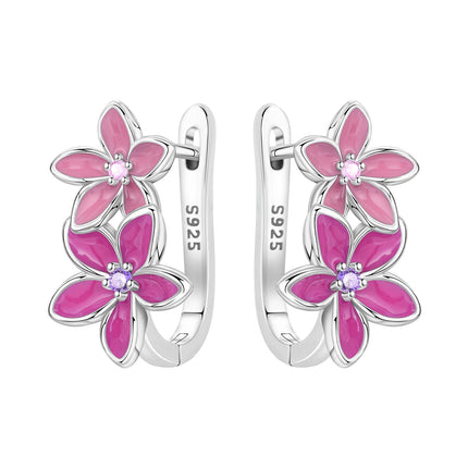 Orstarry Original 925 Sterling Silver Blue Iris Flower Earrings Women Hoop Earring Anniversary Jewelry Trendy Gifts