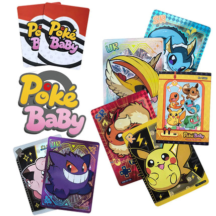 Holographic 59Pcs Chibi PokeBaBy Cute DIY Card Pokemon Shiny 1996 Q151 Anime Version Classical Collection Cards Gengar Charizard