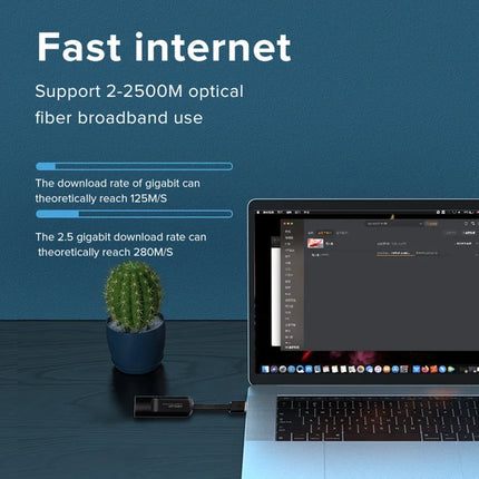 2500Mbps Ethernet Adapter 2.5G USB 3.0 Type C to RJ45 Network Card Wired Ethernet Gigabit Adapter 100/1000M Lan for MacBook iPad