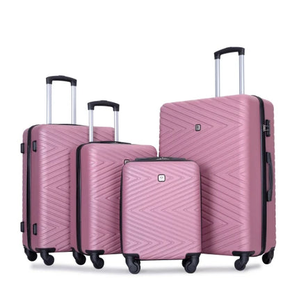Travelhouse Luggage Set 4-Piece ABS Suitcase With Spinner Wheels, 24 Inch and 28 Inch with TSA Lock, 16, 20 Inch Carry On Luggage