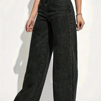 Fashion retro blue jeans women y2k High street baggy straight pants High waisted all-in-one slim pants