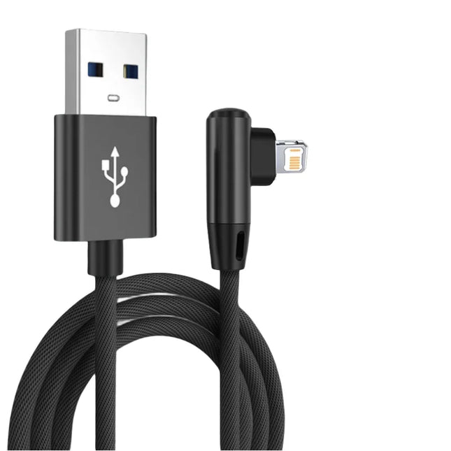 90 Degree USB Cable For iPhone 14 13 12 11 Pro Max X XR 6s 7 8 Plus 2m 3m Lead Mobile Phone Fast Charging Cord - product imag