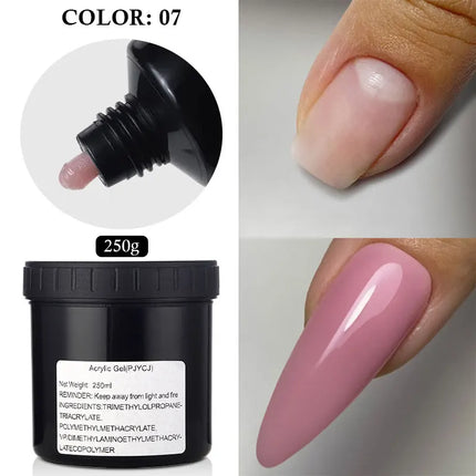 MSHARE 250g Clear Acrylic Gel Hard Gel For Nail Extension Pink Nude White Acrygel Hema TPO Free Builder Nail Gel French Nail Art