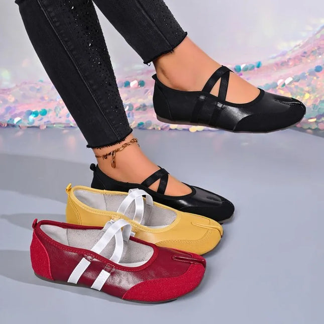 Fashion Soft Leather Split Toe Women Tabi Ballet Flats Spring Autumn Comfortable Walking Lazy Loafers Casual Girls Dance Shoes