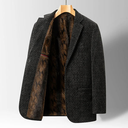 Autumn Winter New men's Blazer high-end Boutique Fashion Thicken Warm Business Casual Business Wool Suit Jacket