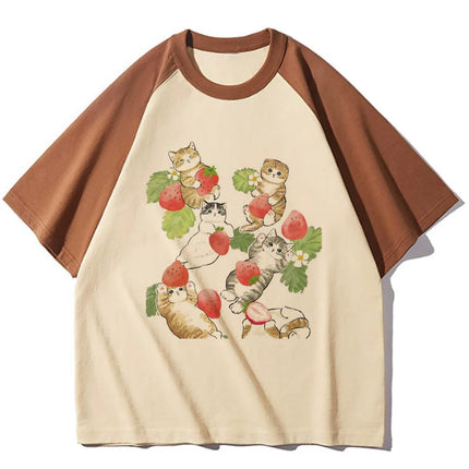 Strawberry t-shirts women elegant Tee girl Japanese graphic streetwear clothing