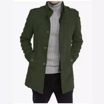 New Man Fashion Handsome Windbreaker Autumn Winter Double Collar Wool Coat Middle-aged Men Business Fashion Woolen Male Jackets