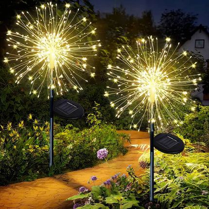 Solar Lights for Outdoor Garden 60/200/420LED Dandelion Lighting Stake Solar Firework Light for Christmas Halloween Lawn Decor