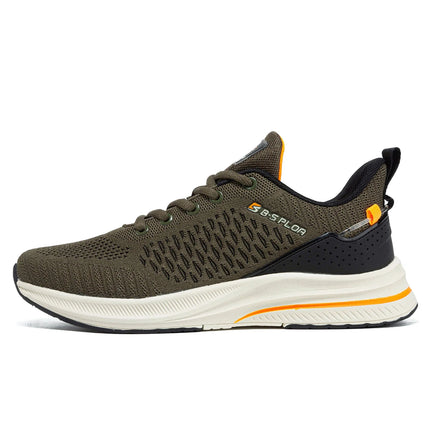 Baasploa New Men Knit Casual Walking Shoes Breathable Trendy Sneakers Original Light Shock Absorption Male Tennis Shoes