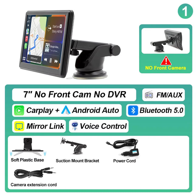 CAIXI Dash Cam 4K 7 10.26 inch Car DVR Wireless Carplay Android Auto GPS Navigation Video Recorder Dashboard Dual Lens Reversing