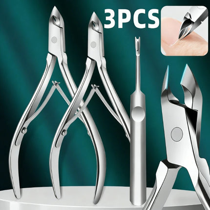 1/3pc Professional Stainless Stee Cuticle Nippers Sharp Blade,High Precision,Ambidextrous,Home Manicure Tool with Cuticle Pusher